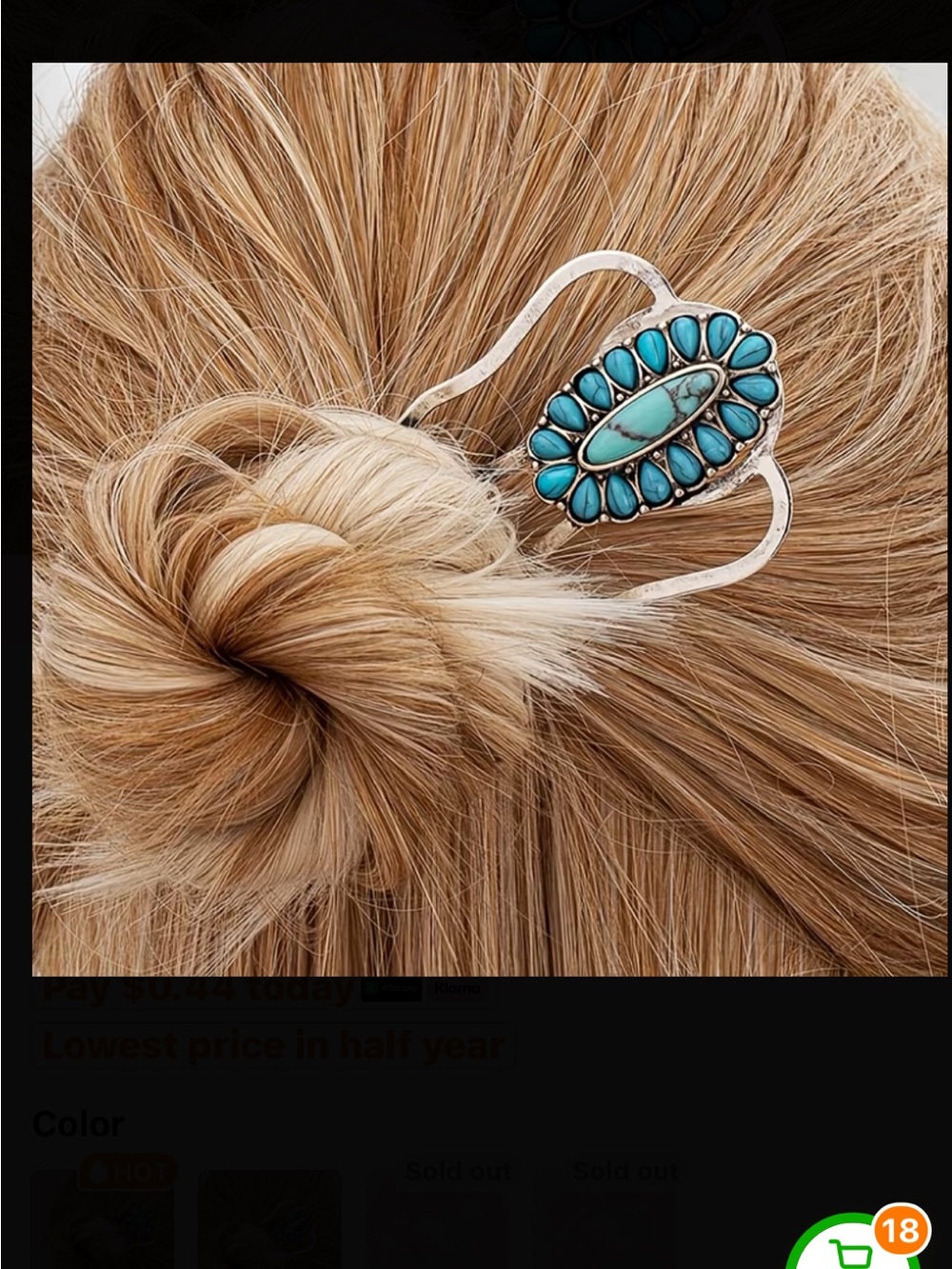 Turquoise (faux) hair comb - Picture 2 of 2